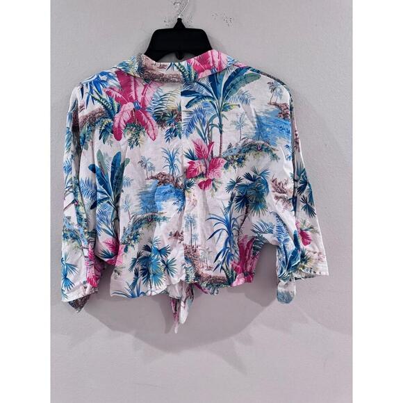 C&C California Tropical Tie Front Button Down Shirt Small Resort Vacation Top - Picture 4 of 4